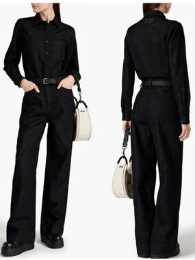 rag & bone Black Long-Sleeve Wide-Leg Jumpsuit Size S/P